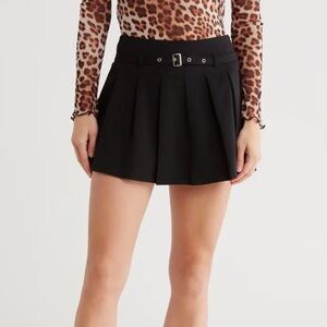 Pleated Belted Mini Skort